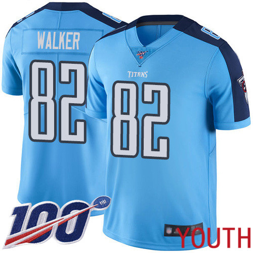 Tennessee Titans Limited Light Blue Youth Delanie Walker Jersey NFL Football 82 100th Season Rush Vapor Untouchable